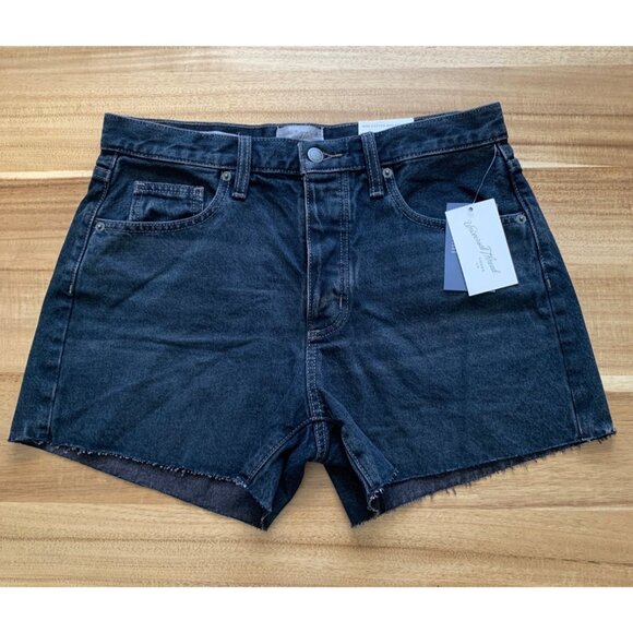 Universal Thread Pants - Universal Thread Womens Black Denim Cut-Off Baggy Shorts Cotton Mid-Rise Size 6